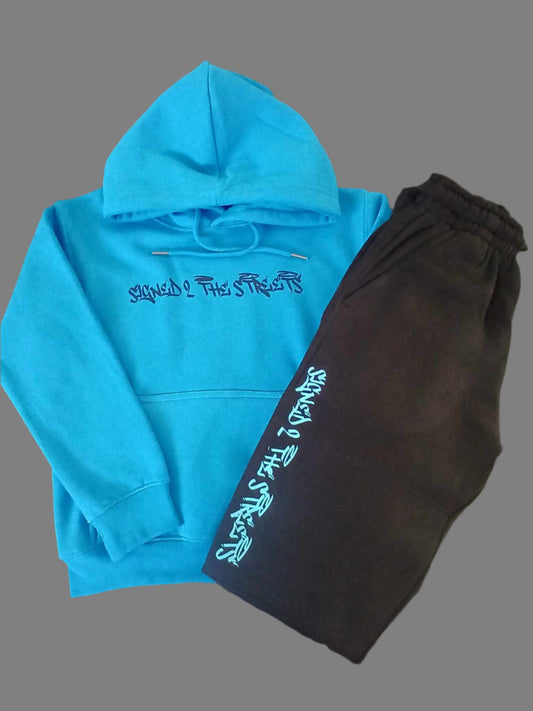 Kids Tag logo Tracksuit Set - Aqua/Black