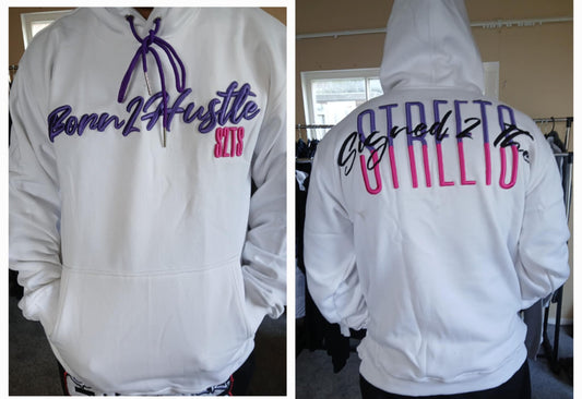 3D Embroidery Hoodie - Purple/Pink