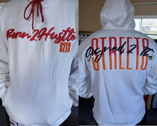 3D Embroidery Hoodie - Red/Orange