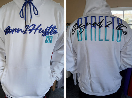 3D Embroidery Hoodie - Blue/Teal