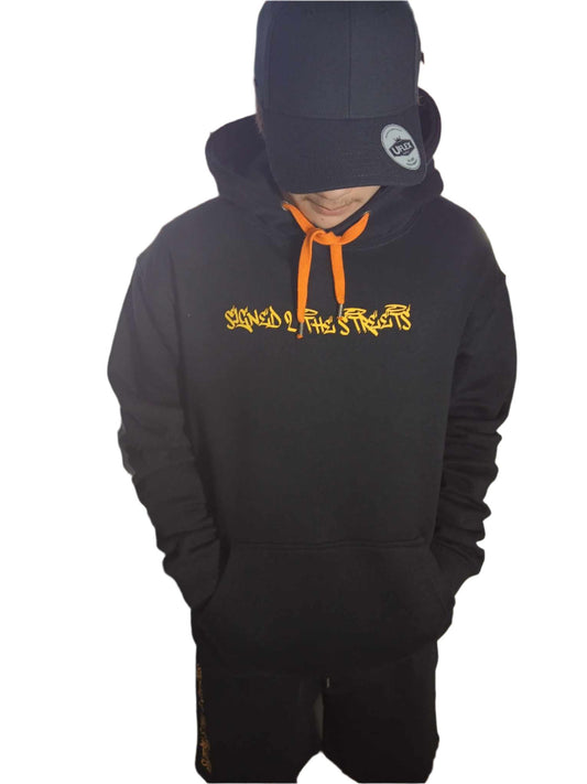 Hood + Shorts Tag Logo Adults Set Orange/Black