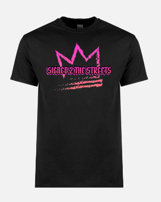 Crown Logo BLACK Tee "Pink"