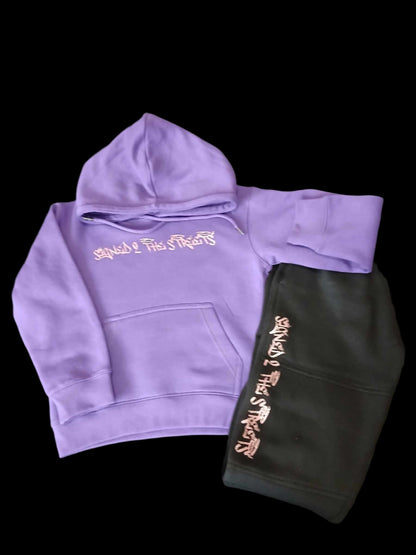 Kids Tag logo Tracksuit Set - Purple/Black