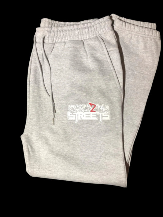 Basic Logo Grey Trackpants - Red 2