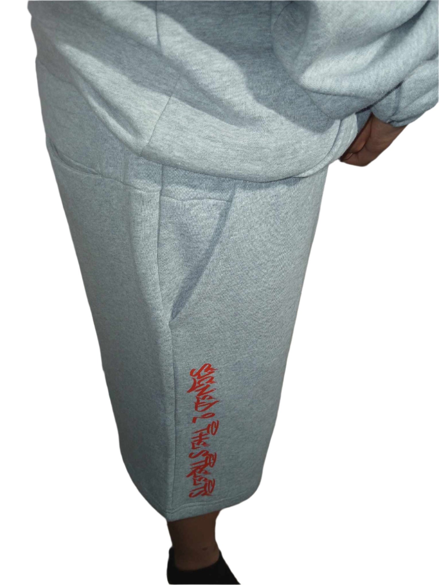 Hood + Shorts Tag Logo Adults Set Red/Grey