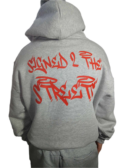 Hood + Shorts Tag Logo Adults Set Red/Grey